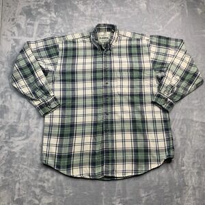 American Eagle Shirt Mens XL Green Plaid Flannel Button Front Super Soft Cotton